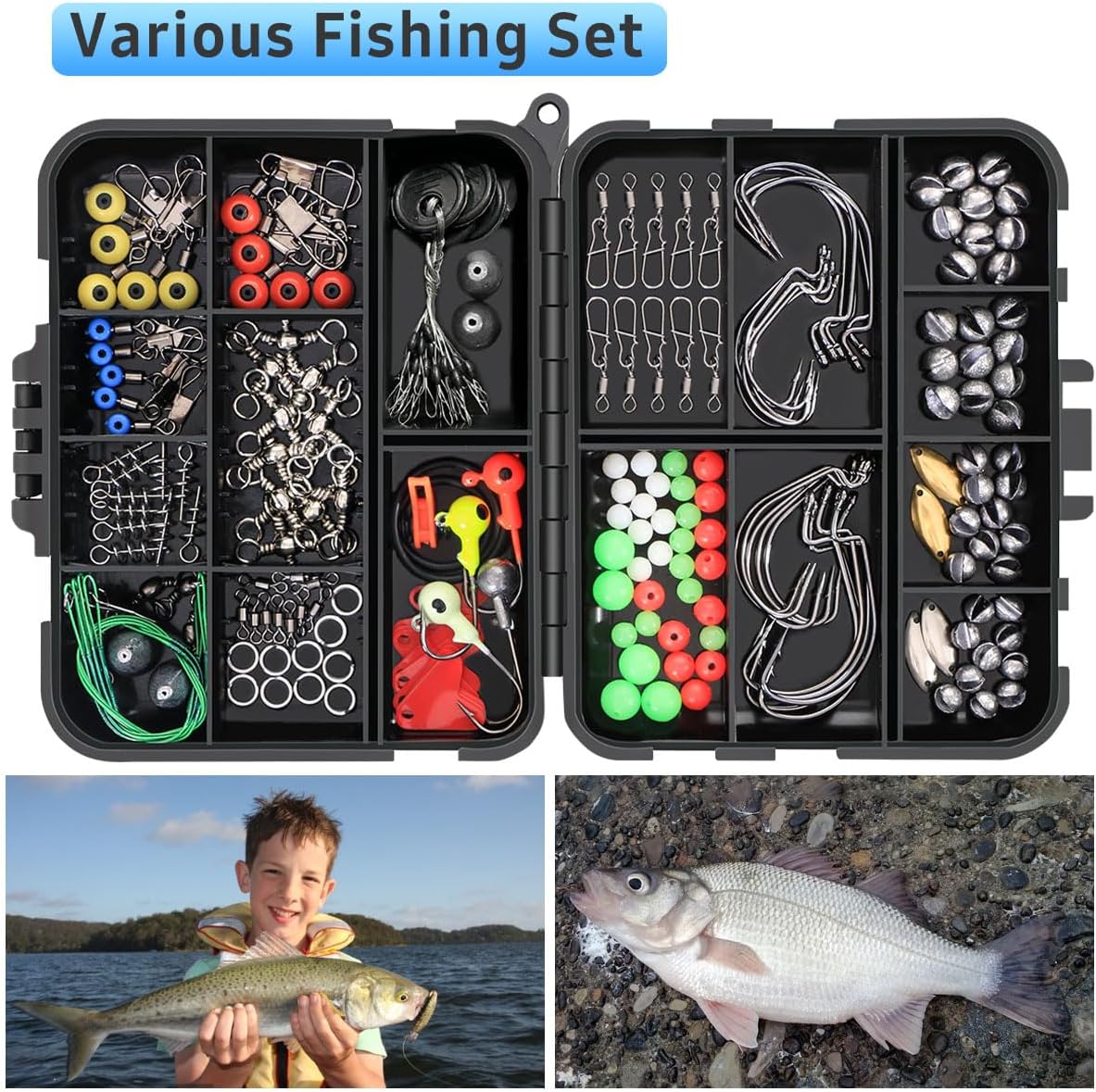 191-teiliges Angelzubehör Set mit Tackle Box – Haken, Sinker, Wirbel & mehr 🐟  🎣