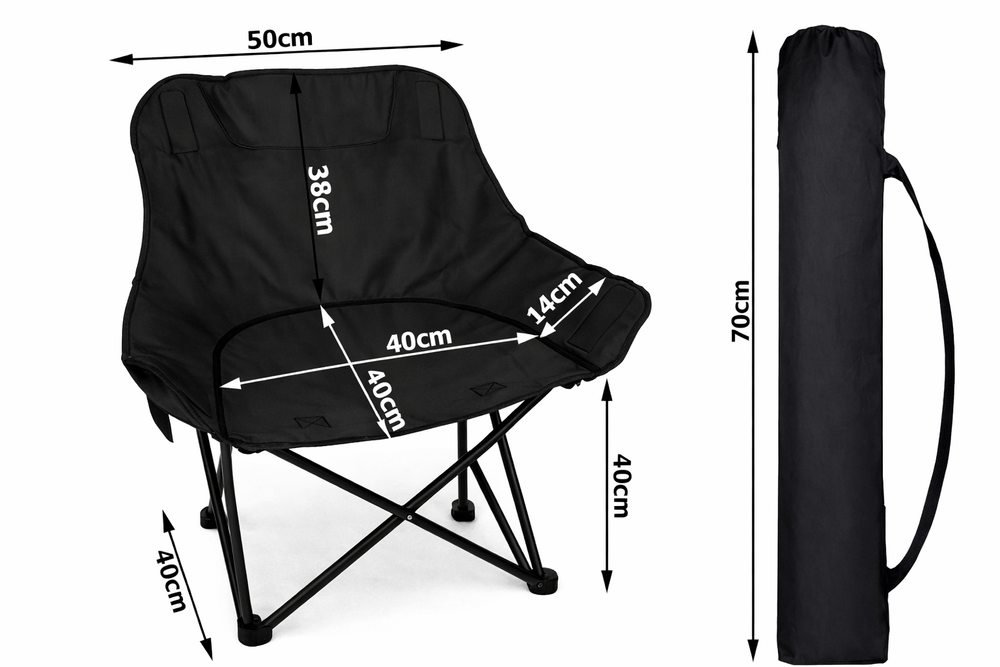 Angelstuhl Campingstuhl faltbar – Outdoor Klappstuhl mit Tragetasche Schwarz