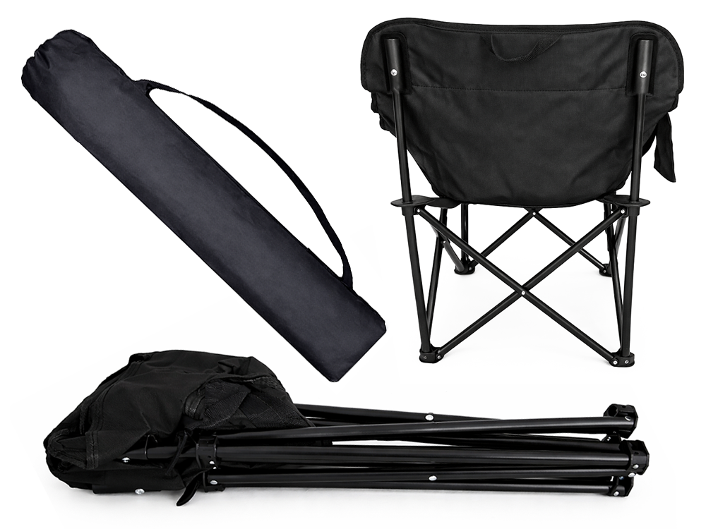 Angelstuhl Campingstuhl faltbar – Outdoor Klappstuhl mit Tragetasche Schwarz