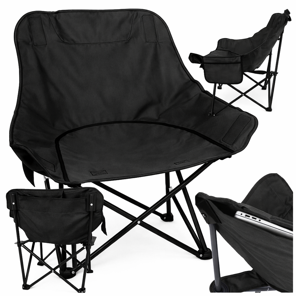 Angelstuhl Campingstuhl faltbar – Outdoor Klappstuhl mit Tragetasche Schwarz