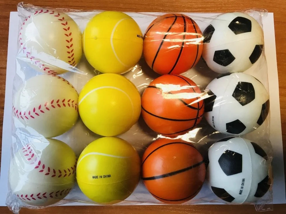 Anti Stress Bälle 12er Set 6,3 cm Knautschball Stressball Entspannung Handtraine