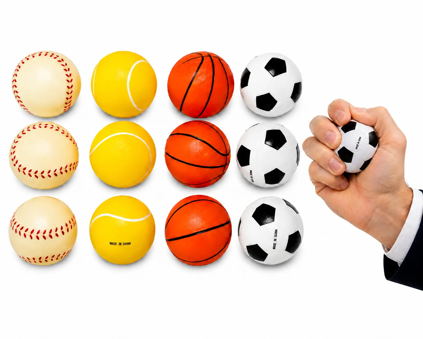Anti Stress Bälle 12er Set 6,3 cm Knautschball Stressball Entspannung Handtraine