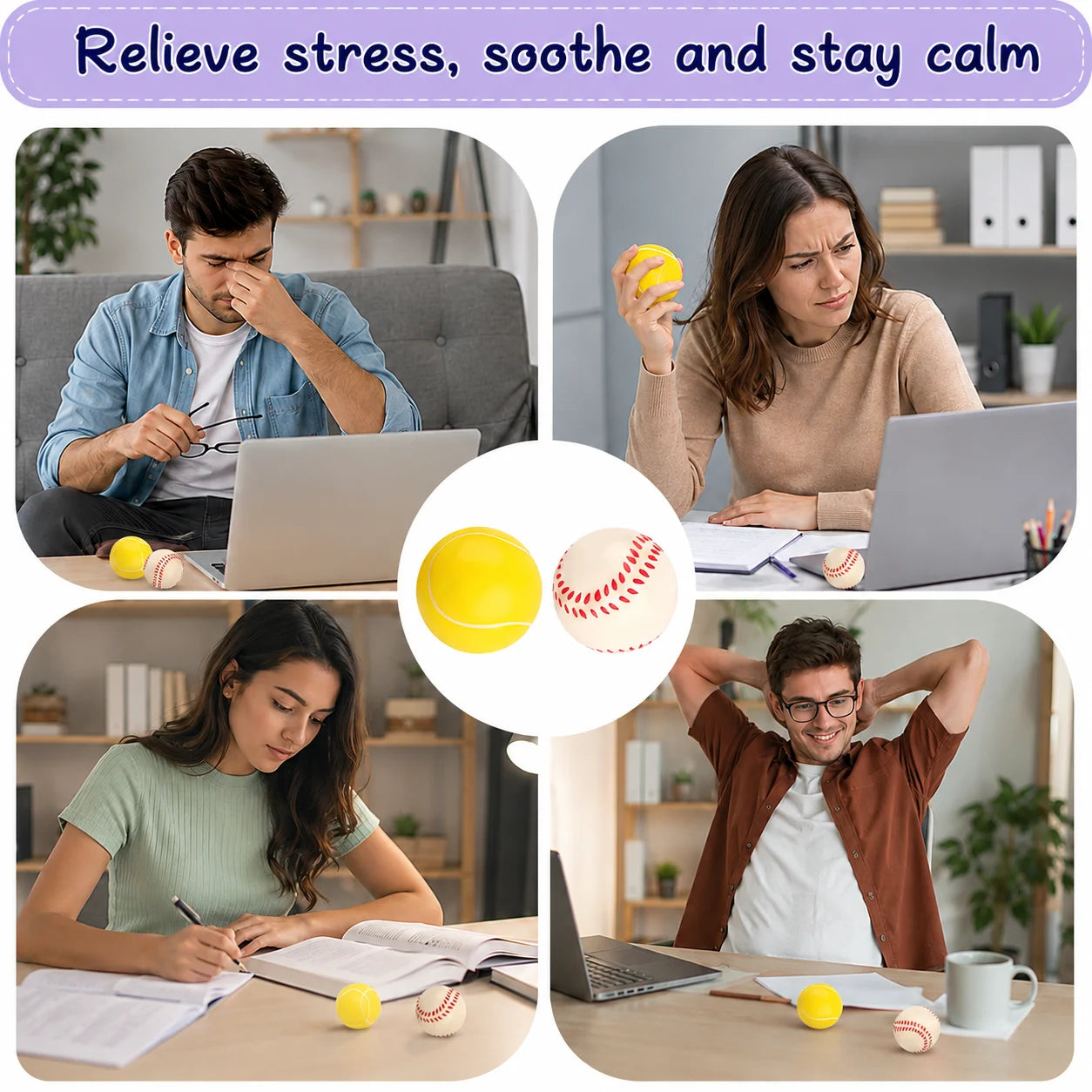 Anti Stress Bälle 12er Set 6,3 cm Knautschball Stressball Entspannung Handtraine