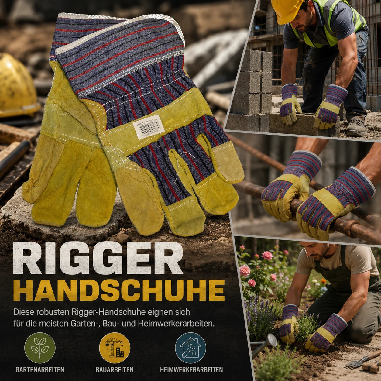 Arbeitshandschuhe Schweinsleder Rigger Handschuhe Garten Bau Universal