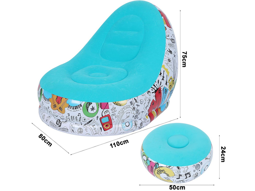 Aufblasbarer Gartensessel mit Fußstütze & Pumpe – Bequemer Lounge-Sessel für Garten, Strand & Balkon