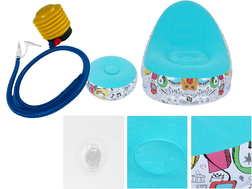 Aufblasbarer Gartensessel mit Fußstütze & Pumpe – Bequemer Lounge-Sessel für Garten, Strand & Balkon