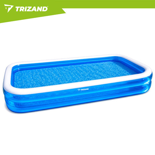 Aufblasbarer Kinderpool 305x183 cm XXL Familienpool rechteckig für Garten mit Reparaturflicken Blau