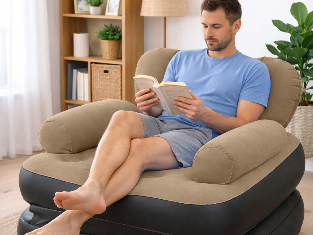 Aufblasbares 2in1 Sofa Sessel Bett – Luftsofa mit Rückenlehne und Armlehnen