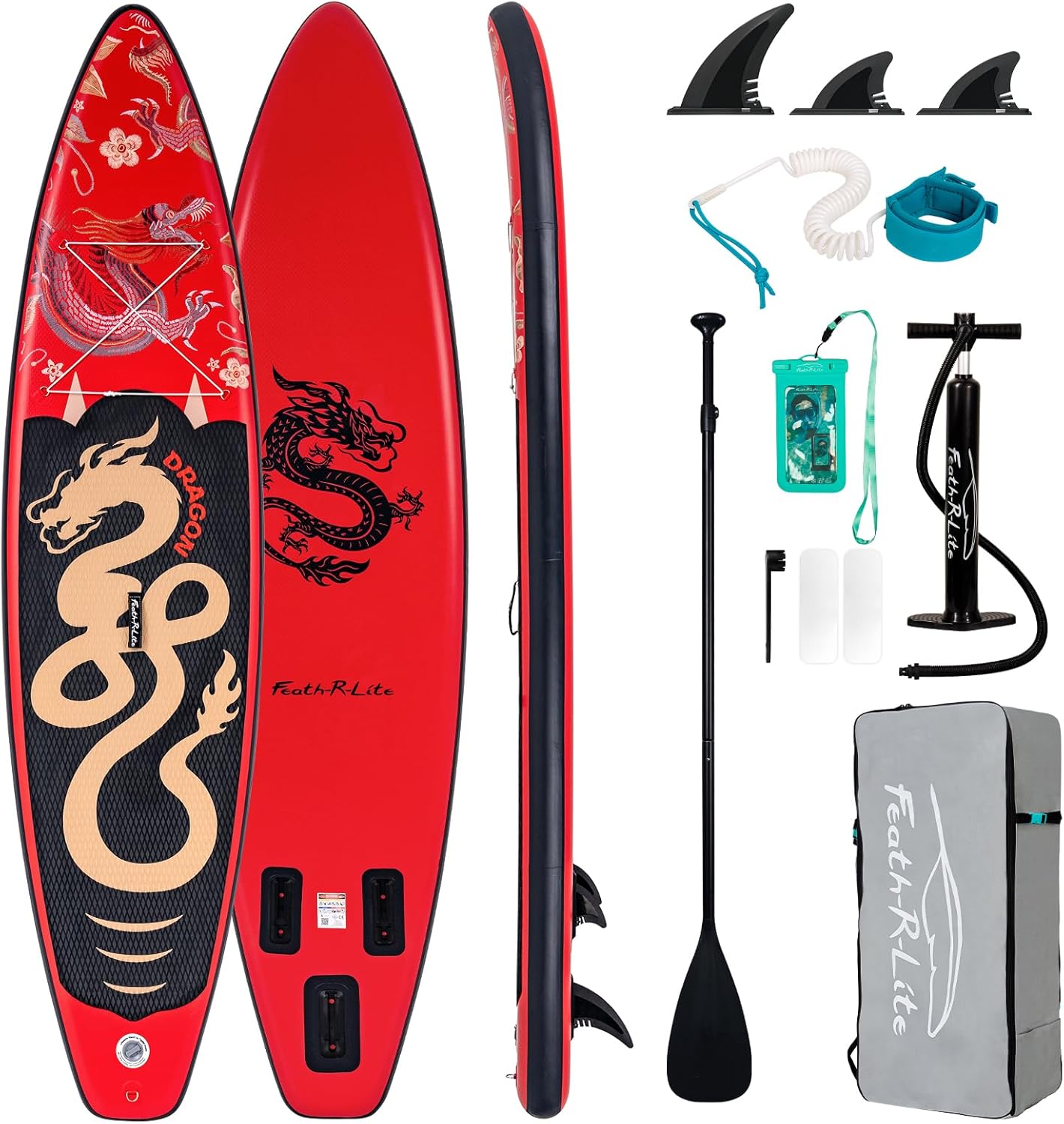 Aufblasbares Stand Up Paddle Board Set – 335 x 82 x 15 cm SUP mit Paddel, Handpumpe, Leine, Rucksack & Zubehör für Erwachsene