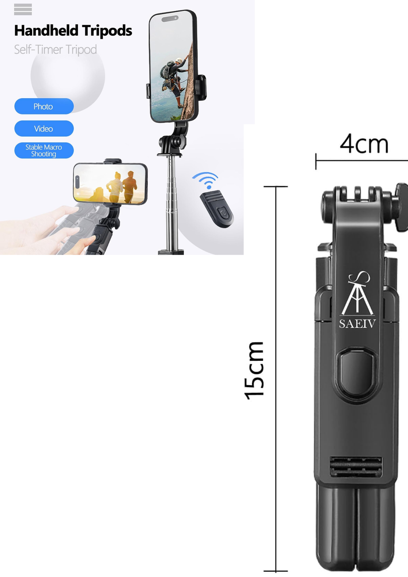 Smartphone Selfie Stick Bluetooth Stativ Teleskop Stange Fernbedienung Handy NEU