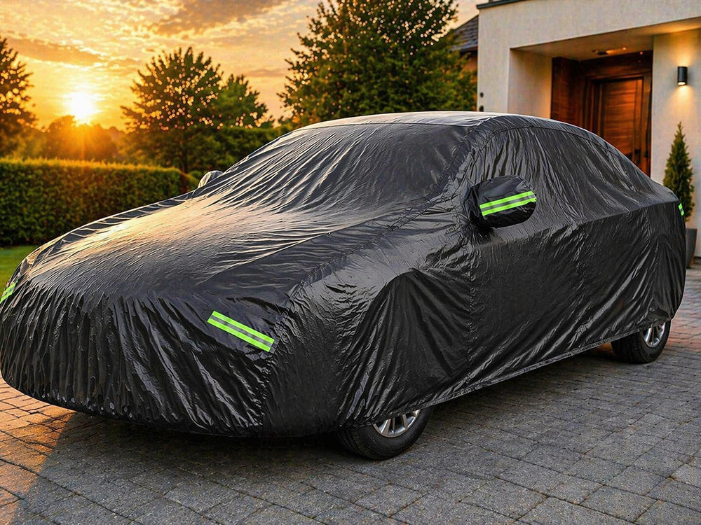 Autoabdeckung XXL wasserdicht – Ganzgarage mit Spiegeltaschen für Sommer & Winter, UV-, Regen- und Schneeschutz