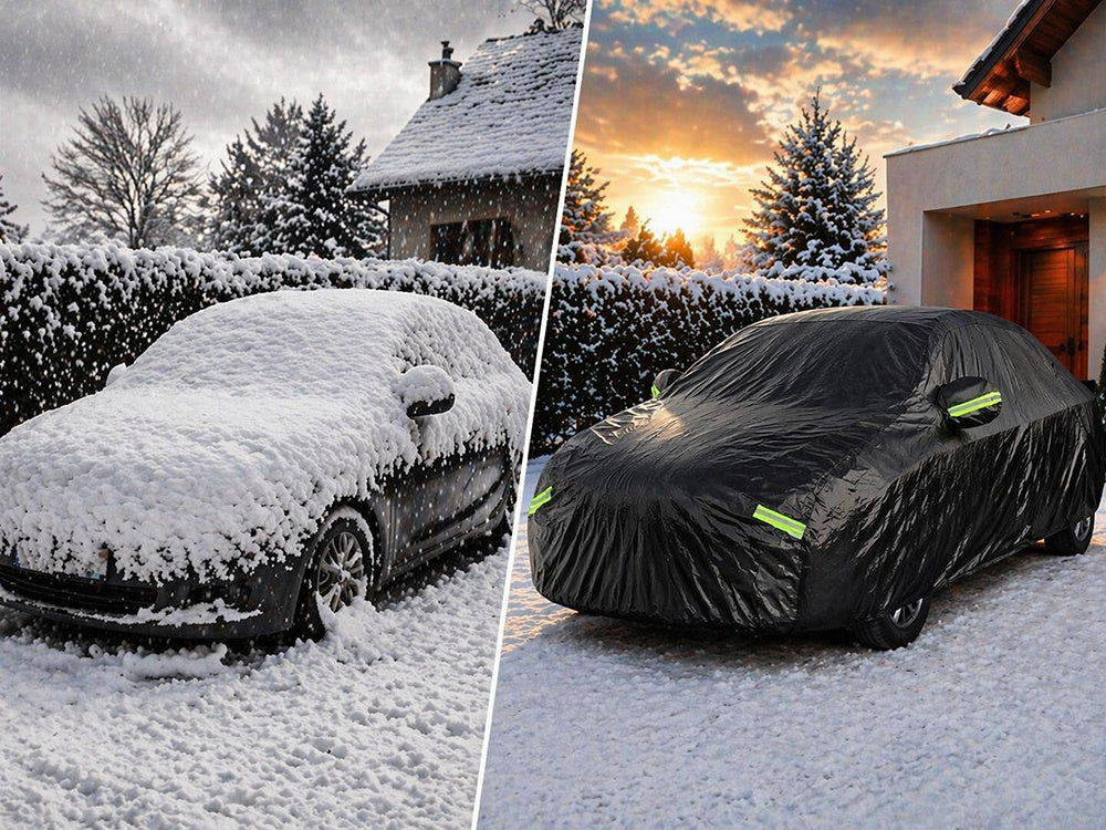 Autoabdeckung XXL wasserdicht – Ganzgarage mit Spiegeltaschen für Sommer & Winter, UV-, Regen- und Schneeschutz