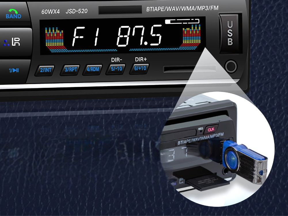 1-DIN Autoradio mit Bluetooth, USB, AUX & SD – Freisprecheinrichtung, 4×60W, Mikrofon & Fernbedienung