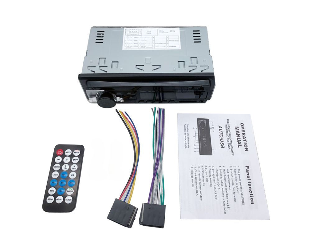 1-DIN Autoradio mit Bluetooth, USB, AUX & SD – Freisprecheinrichtung, 4×60W, Mikrofon & Fernbedienung