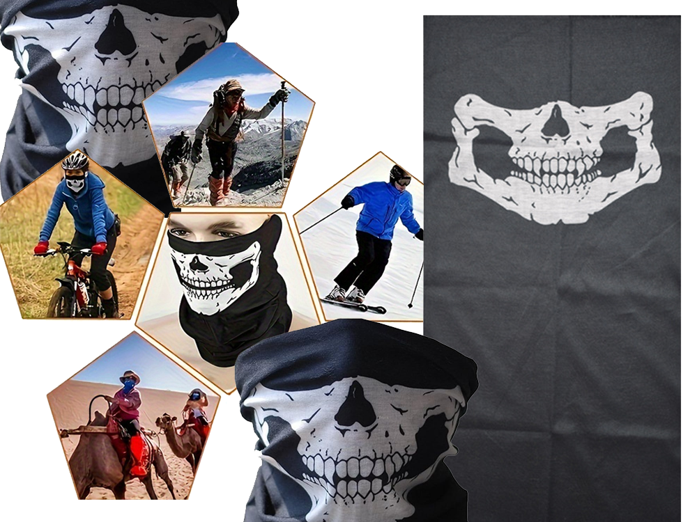 Multifunktionale Totenkopf Bandana – Sturmhaube, Gesichtstuch & Motorrad Maske