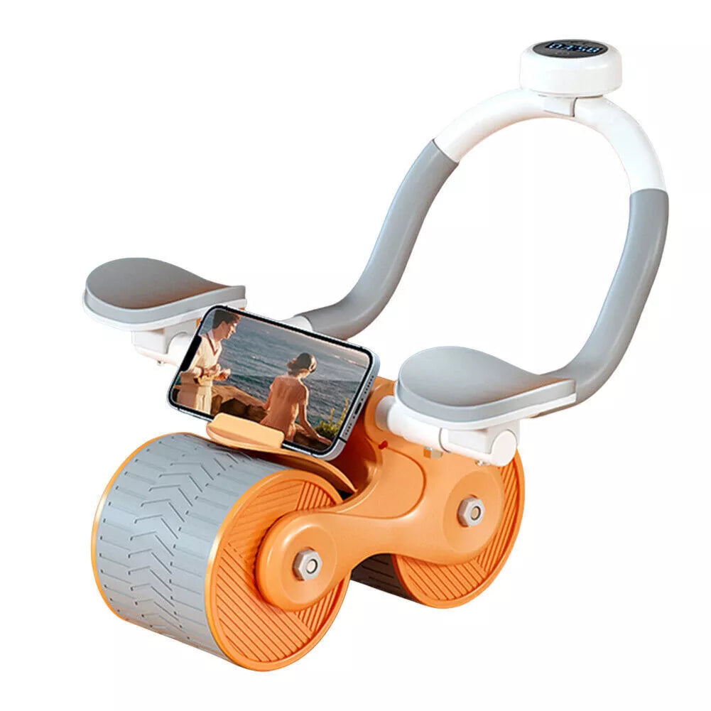 Bauchroller Bauchmuskeltrainer AB Wheel Roller Automatic Rebound Mit Timer +Pads