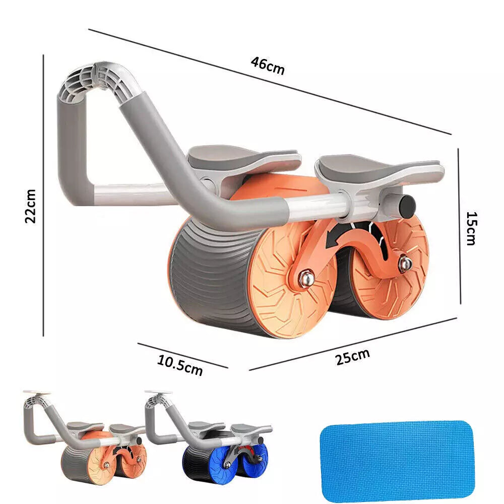 Abdominal Roller Abdominal Muscle Trainer AB Wheel Roller Automatic Rebound With Timer + Pads
