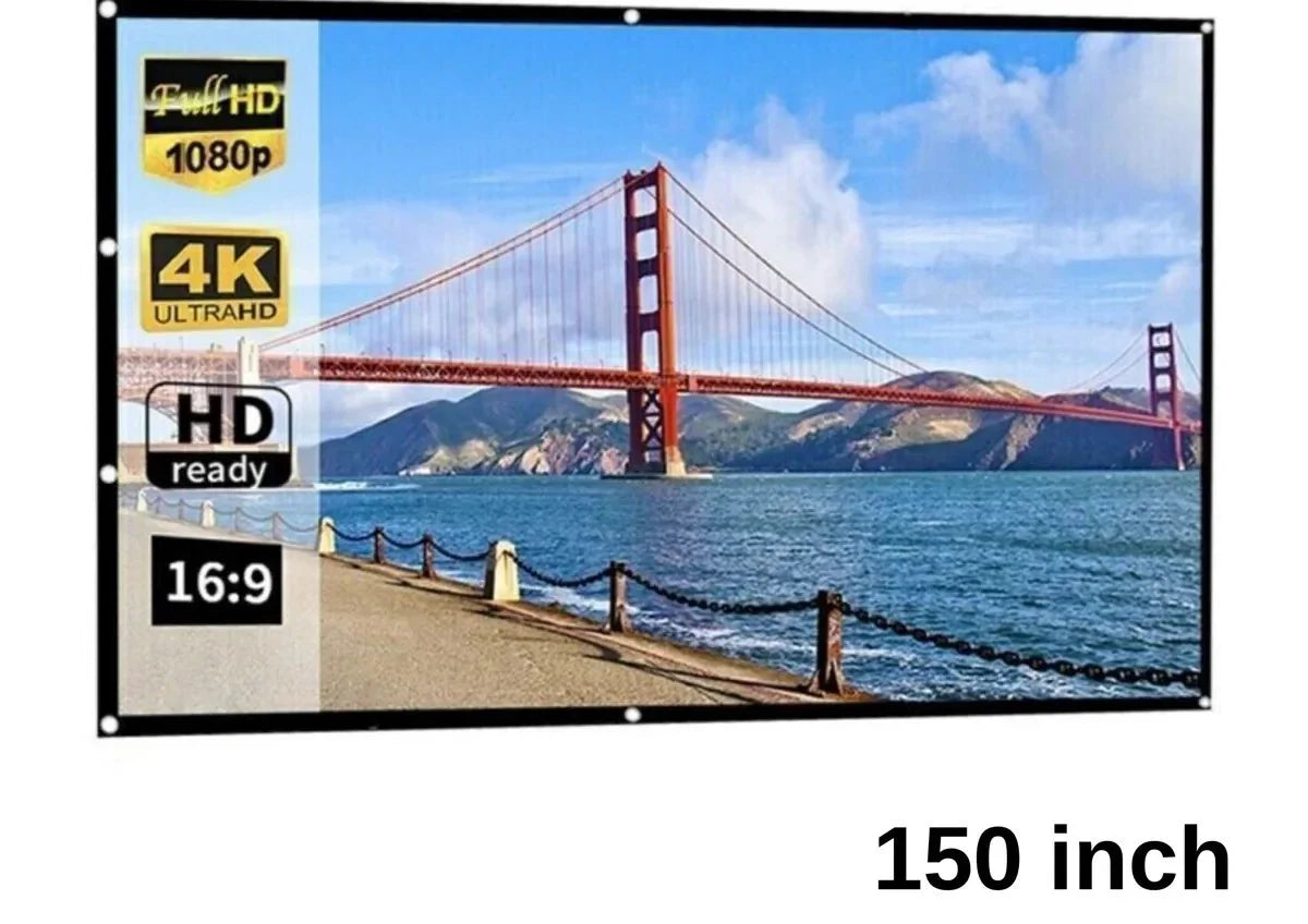 Beamer Leinwand 100 120 150 Zoll 16:9 HD Projektorleinwand Faltbar