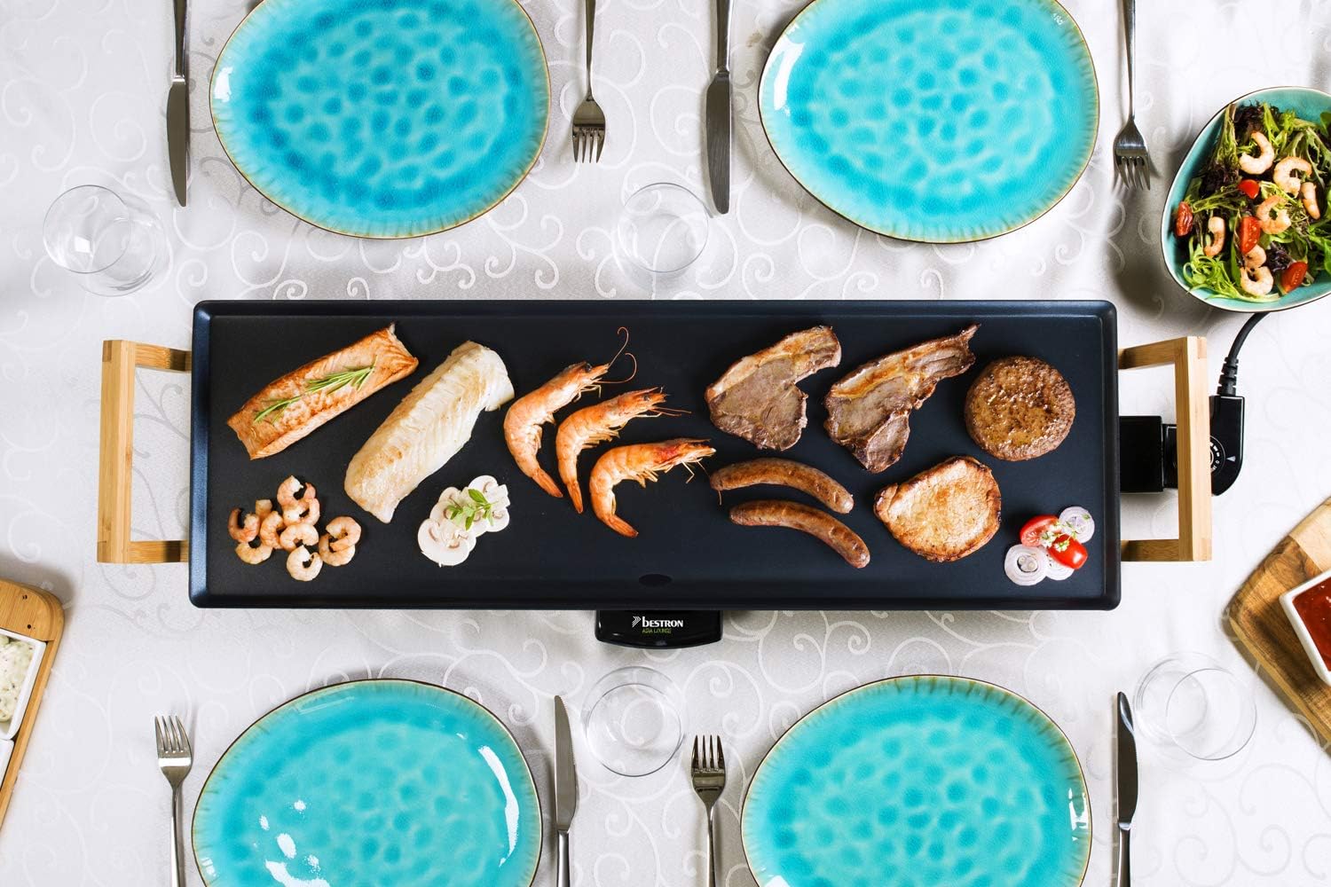 Elektrischer Tischgrill XL für 6 Personen – 1800W Teppanyaki 70x23 cm