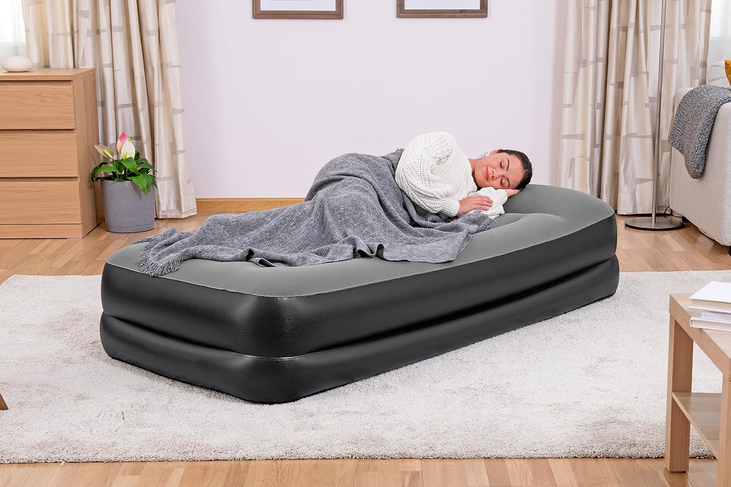 Bestway Luftbett 191x97x46 cm – Einzel Gästebett mit integrierter Pumpe