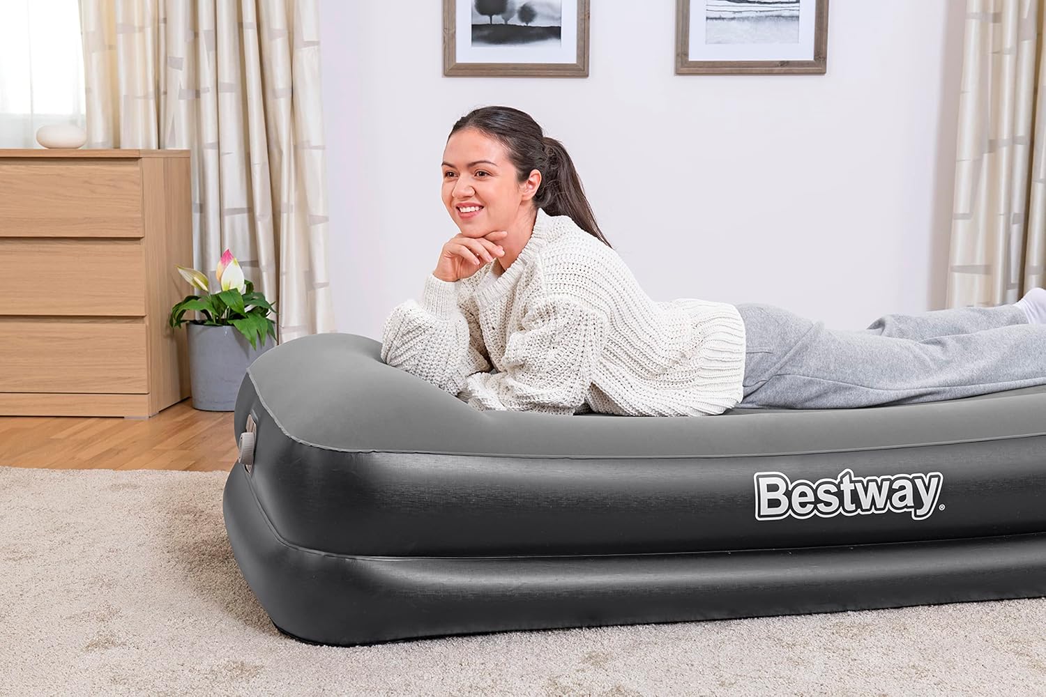 Bestway Luftbett 191x97x46 cm – Einzel Gästebett mit integrierter Pumpe