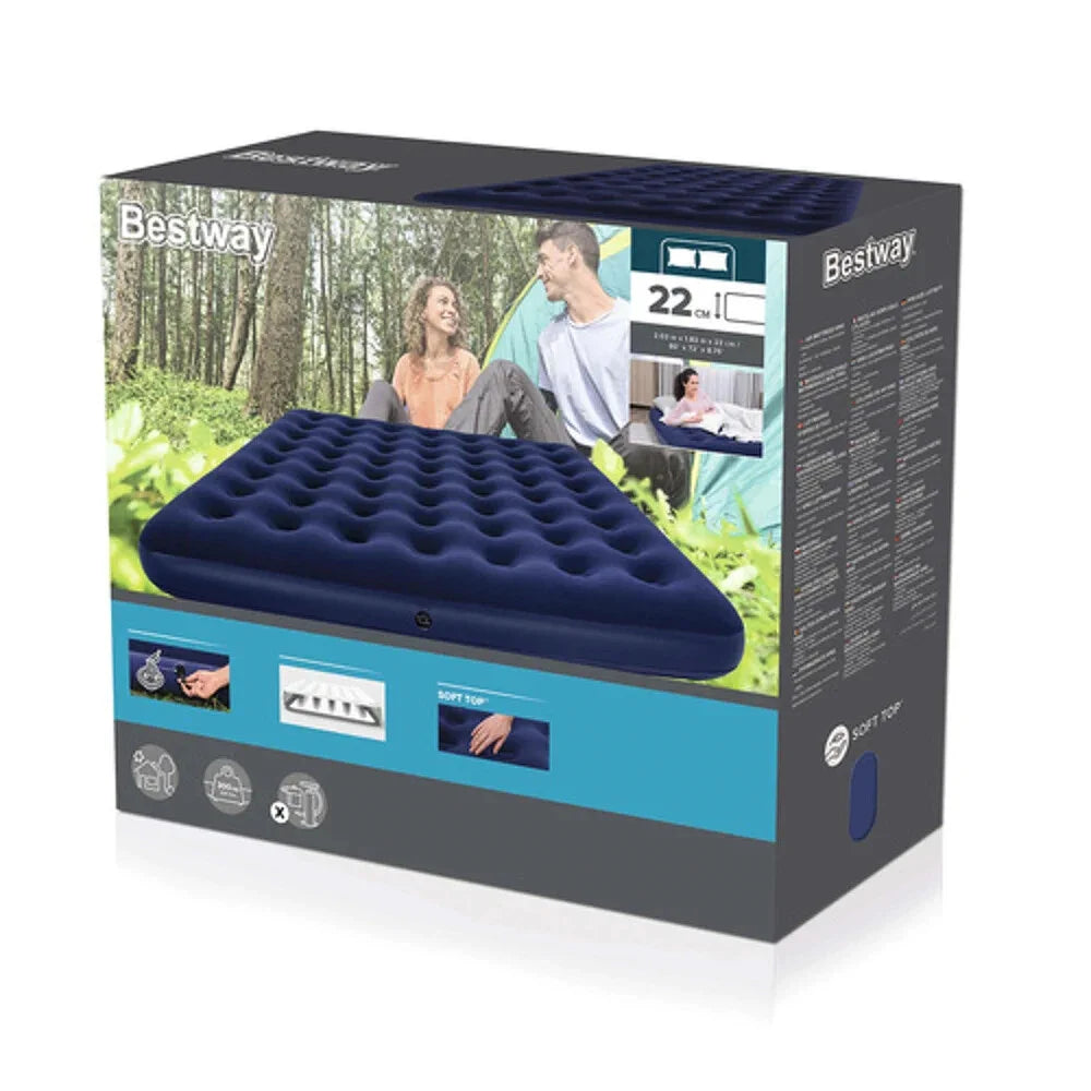 BESTWAY Luftbett 203 × 183 × 22 cm – Aufblasbares Doppelbett für 2 Personen bis 300 kg, Indoor & Camping