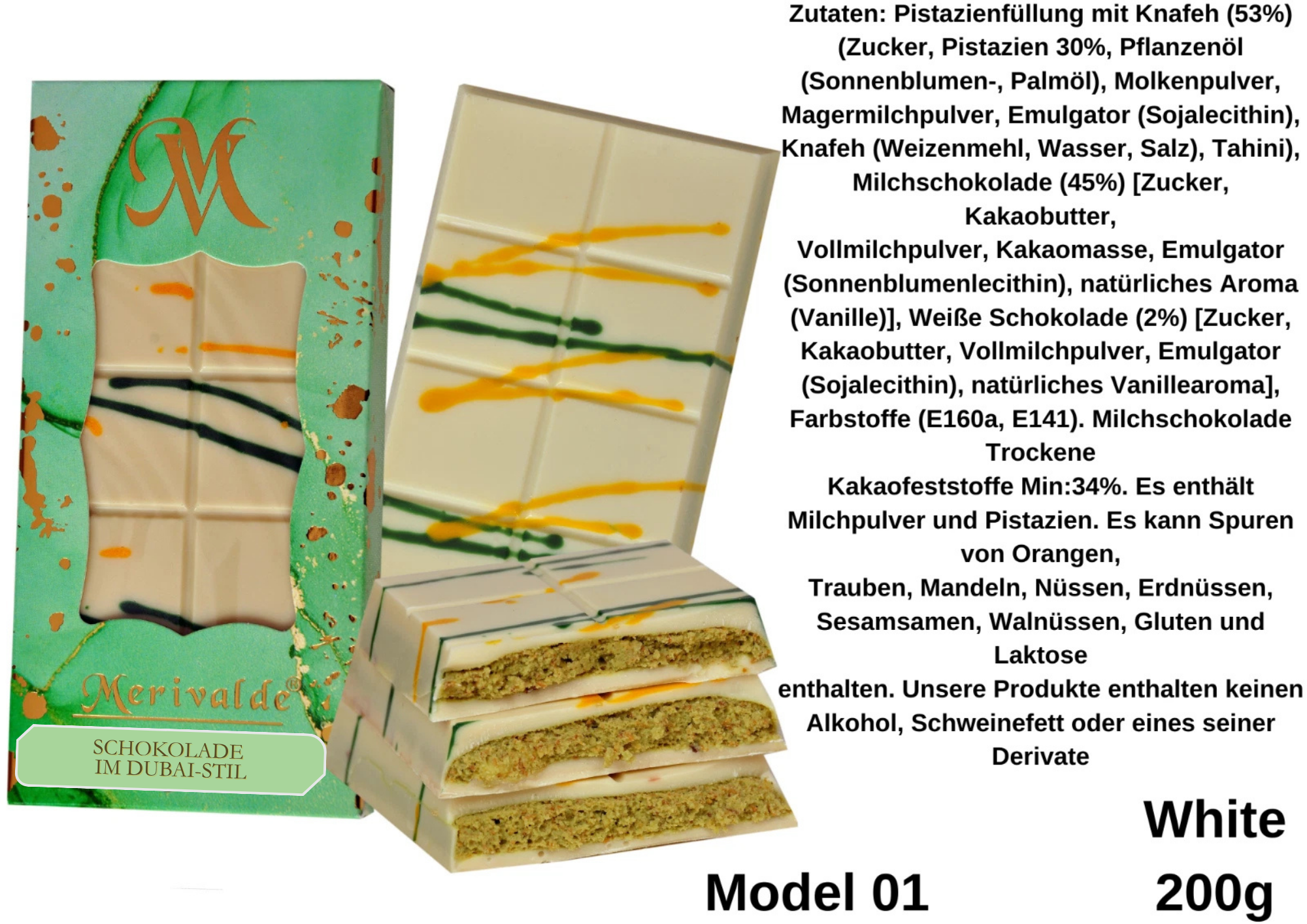 Pistazien-Schokolade mit Kadayif | Süße Spezialität | 30–200g | Halal🤳👌♥✨💖