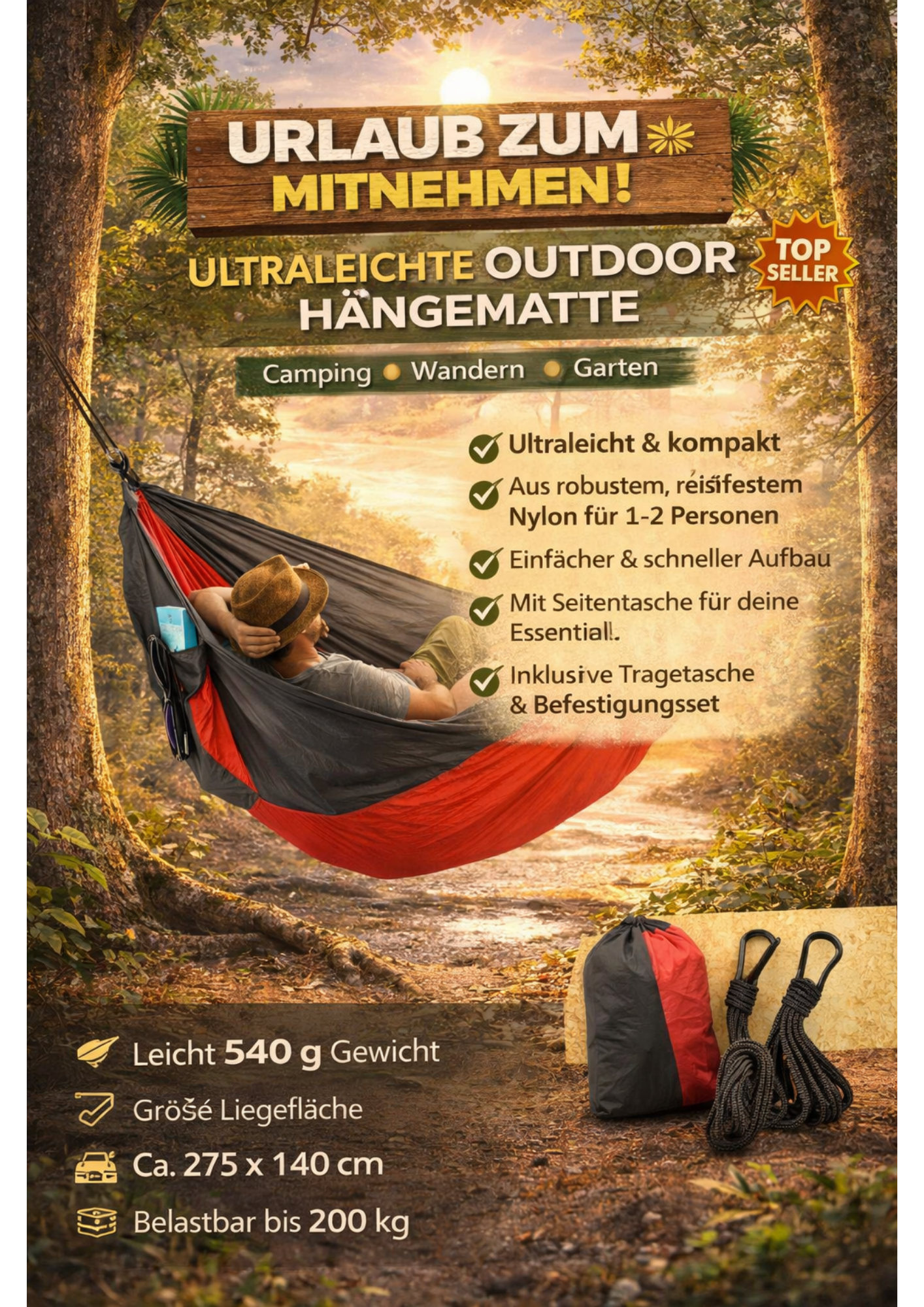 Hängematte Mehrpersone- Outdoor Camping Hängematte-Atmungsaktiv Doppel