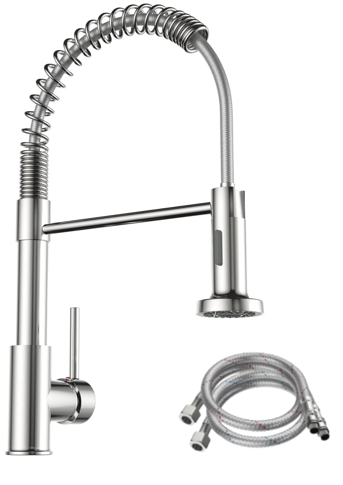 Küchenarmatur Hochdruck mit Ausziehbarer Brause – 360° Schwenkbar, Chrom