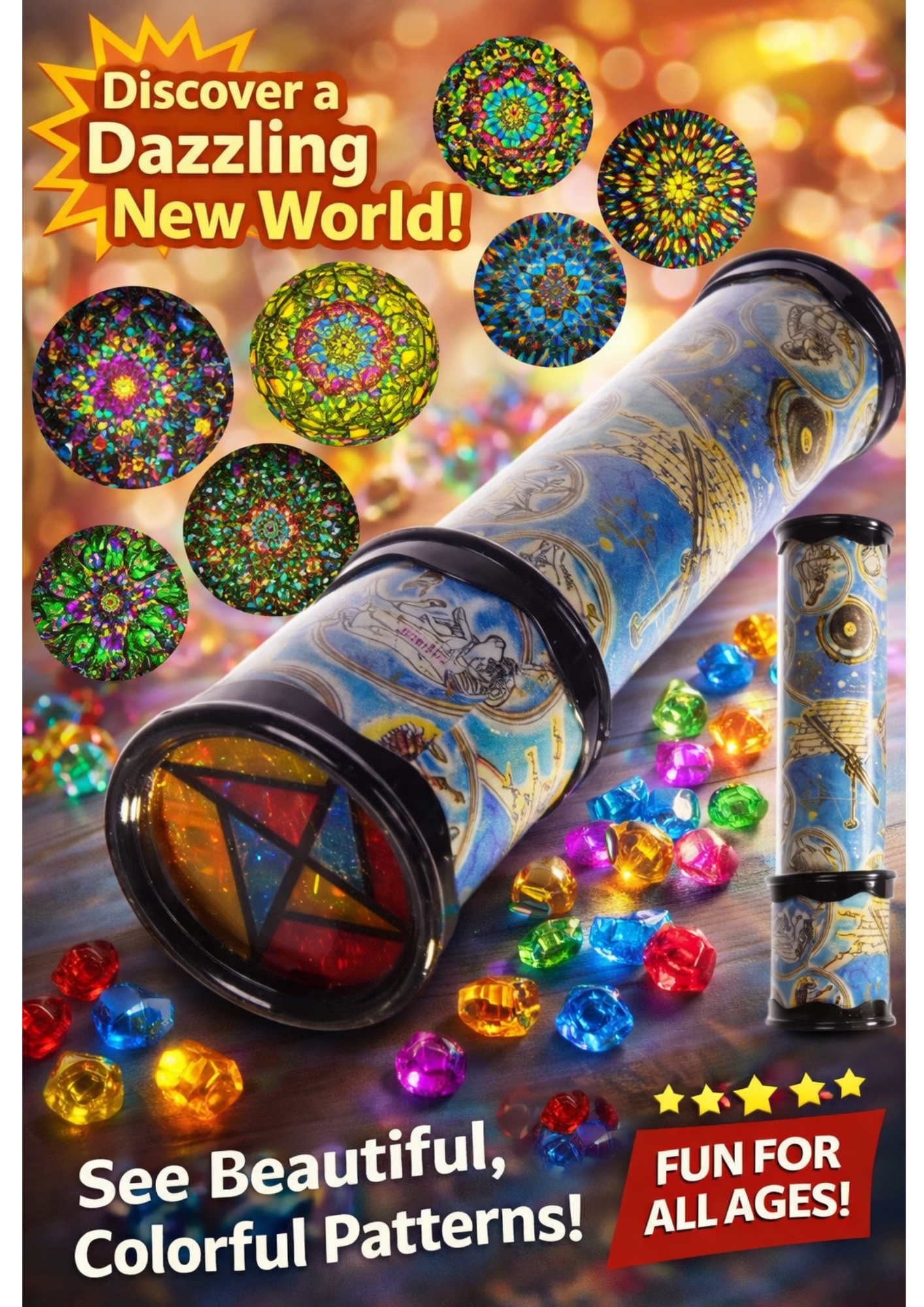 Kaleidoskop für Kinder – Retro Lernspielzeug zur visuellen Förderung, 20 cm