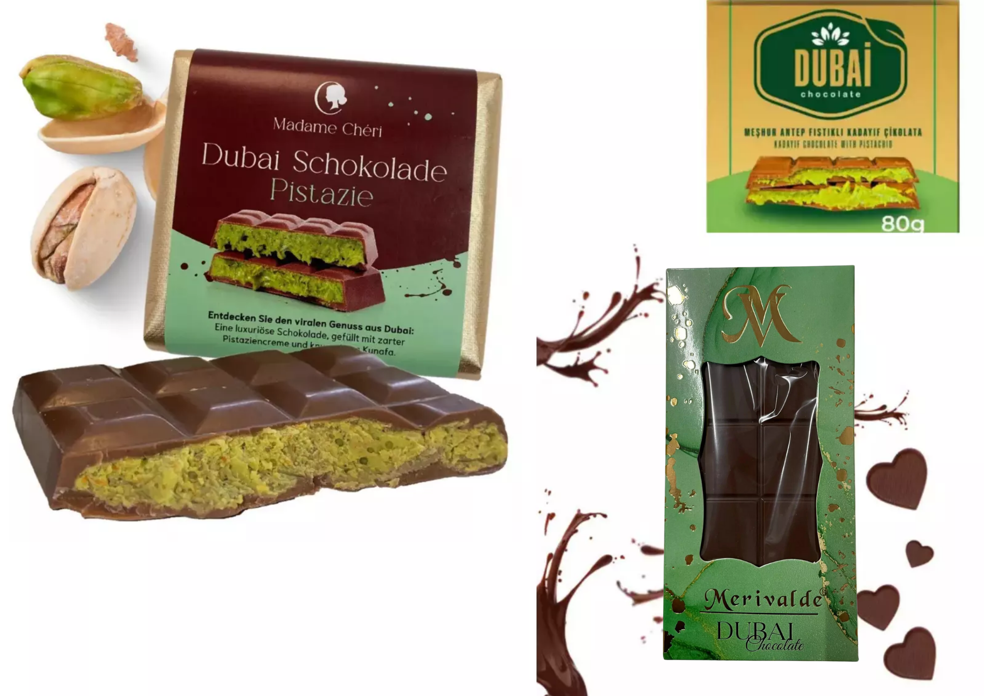 Dubai Schokolade mit Pistaziencreme & Kadayif - 80gr - 100 gr - 200 gr