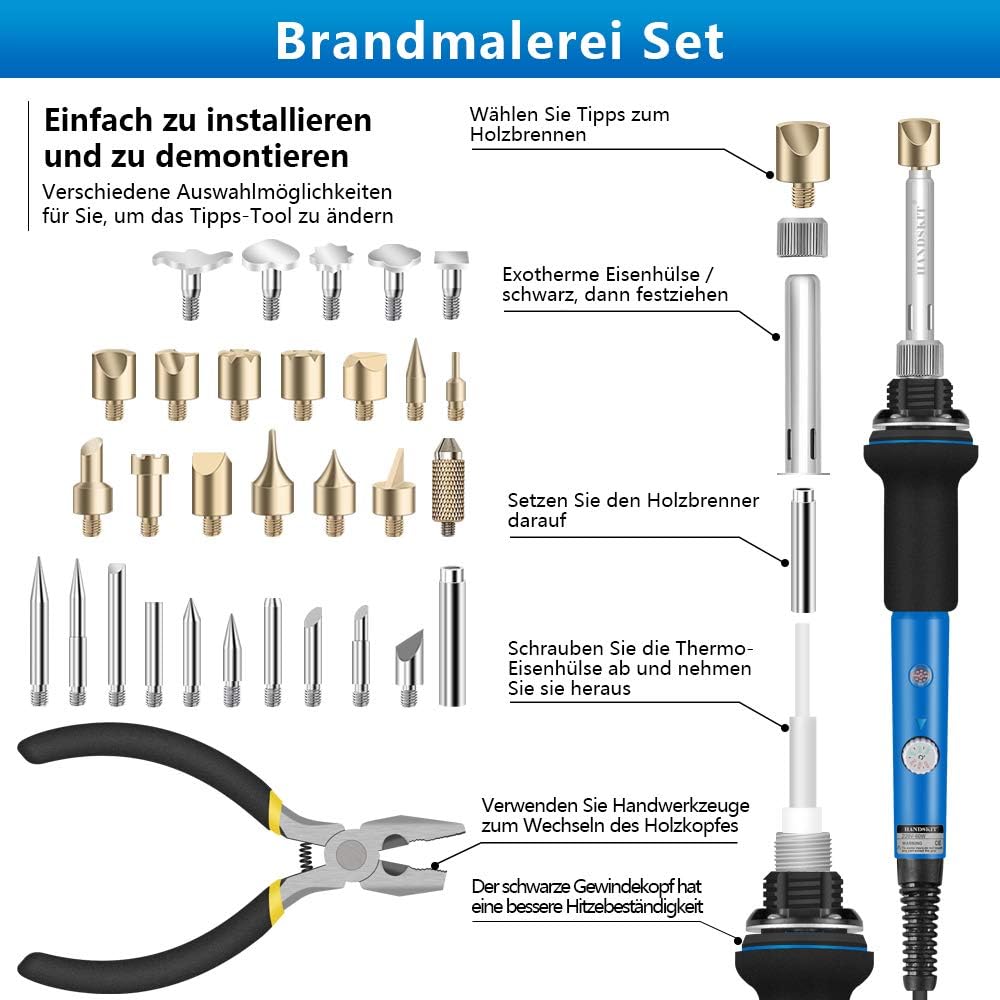 Lötkolben Set Lötset 60W Lötstation Temperatur Einstellbar Soldering Iron Wire