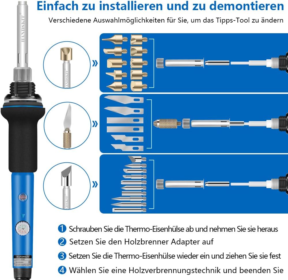 Lötkolben Set Lötset 60W Lötstation Temperatur Einstellbar Soldering Iron Wire