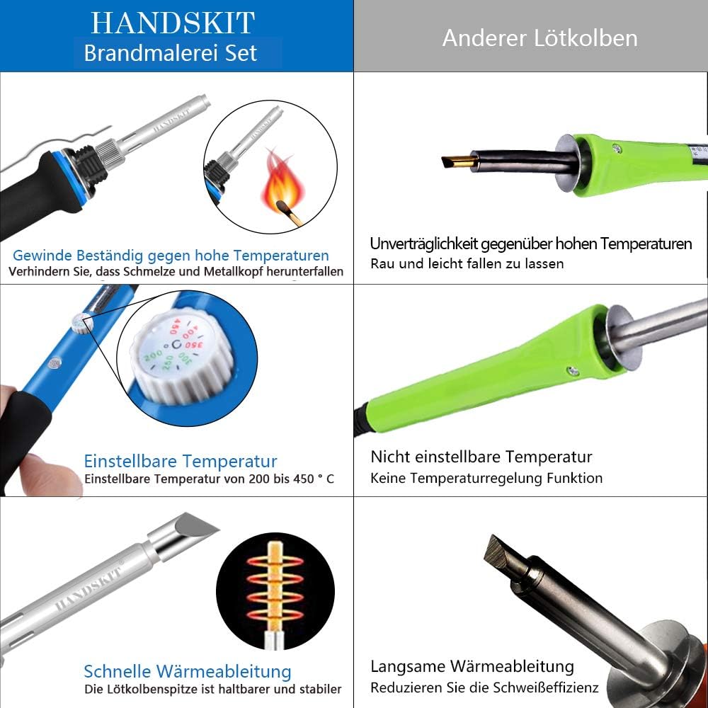 Lötkolben Set Lötset 60W Lötstation Temperatur Einstellbar Soldering Iron Wire