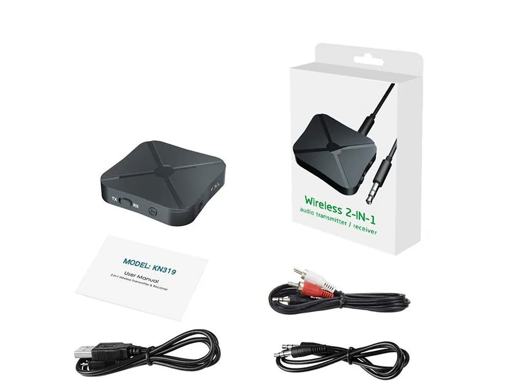 Bluetooth 2in1 Audio Adapter Sender Empfänger TX RX 3,5mm AUX TV Auto Kopfhörer