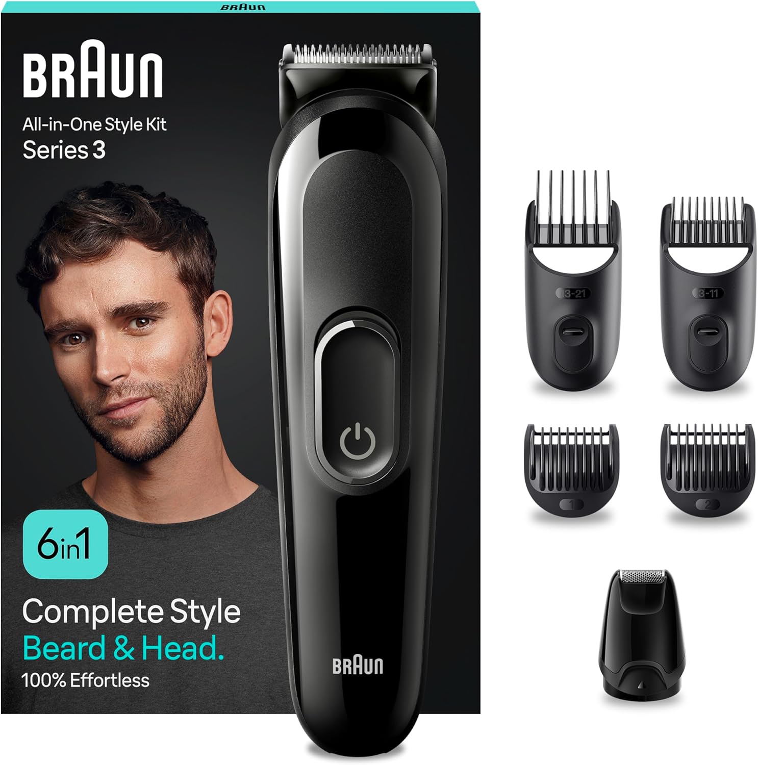 Braun Multi-Grooming-Kit 3, 6-in-1 Barttrimmer und Haarschneider MGK3420 schwarz