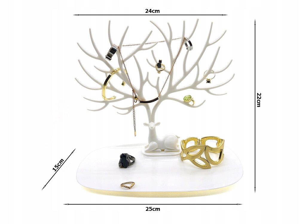 Eleganter Schmuckständer Hirschbaum – Weißer Schmuck Organizer für Ketten, Armbänder & Ohrringe