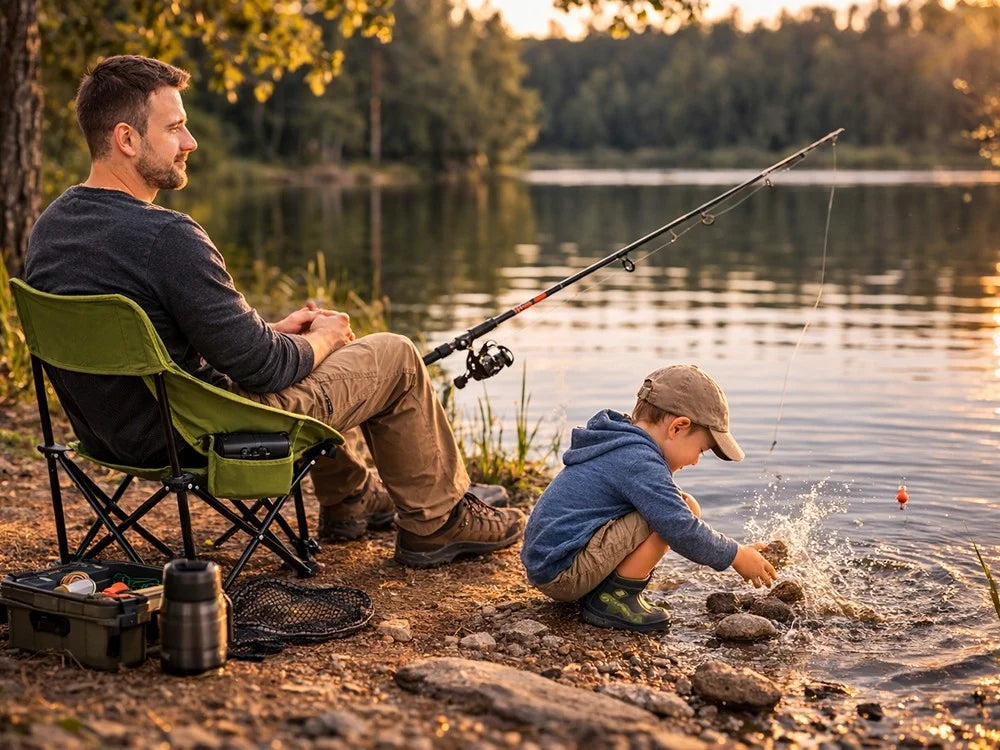 Camping Angelstuhl Klappstuhl faltbar Outdoor Stuhl mit Tasche Grün