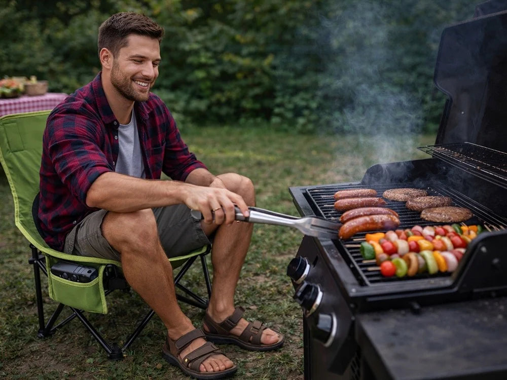 Camping Angelstuhl Klappstuhl faltbar Outdoor Stuhl mit Tasche Grün
