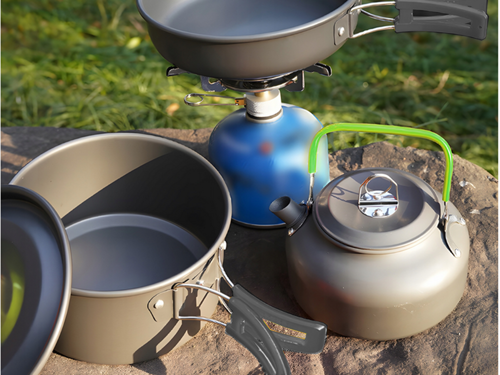 Camping Kochgeschirr Set 18 in 1 – Kessel, Topf & Pfanne für Outdoor, Wandern & Trekking