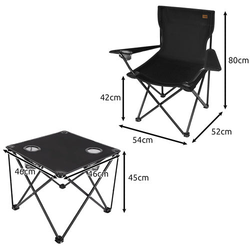 Camping Set 2x Klappstuhl Tisch faltbar Angelstuhl Outdoor mit Getränkehalter&Taschen