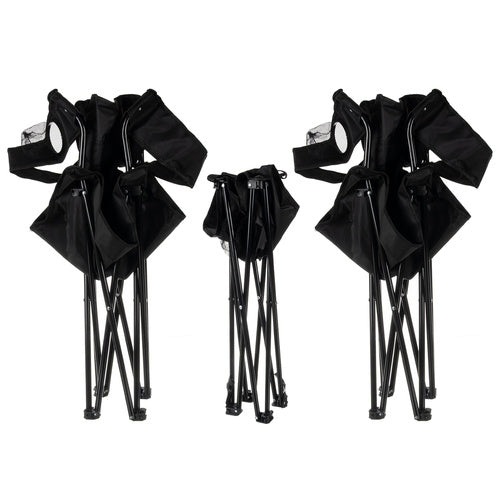 Camping Set 2x Klappstuhl Tisch faltbar Angelstuhl Outdoor mit Getränkehalter&Taschen