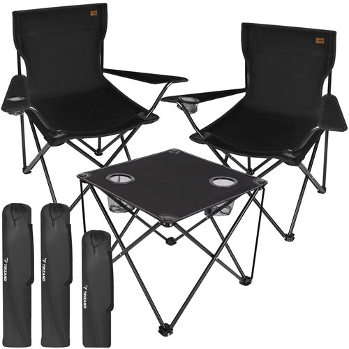Camping Set 2x Klappstuhl Tisch faltbar Angelstuhl Outdoor mit Getränkehalter&Taschen