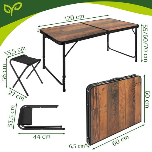 Camping Tisch Set klappbar mit 4 Stühlen Koffer höhenverstellbar Outdoor