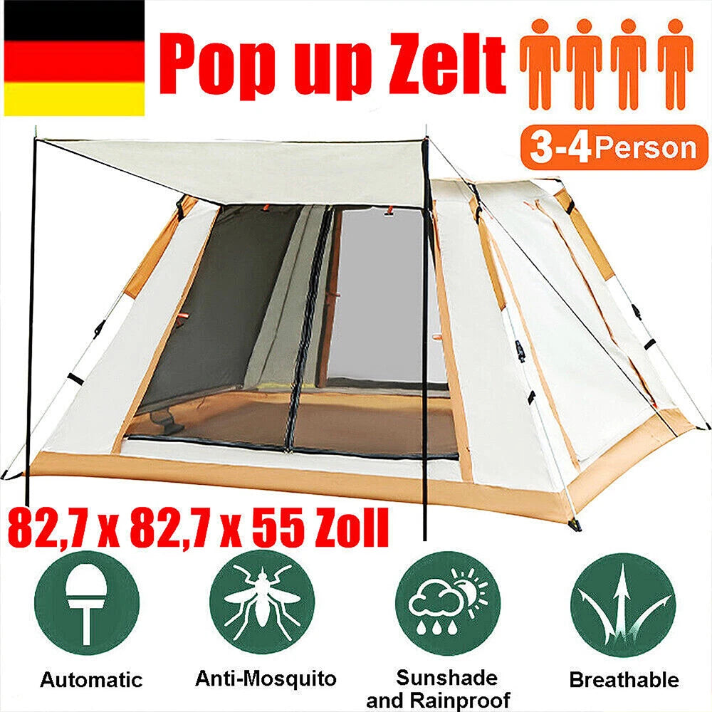 zelt 3-4 personen 3-4 Personen Pop-Up Zelt Wurfzelt Camping Wasserdicht Trekkingzelt Fam