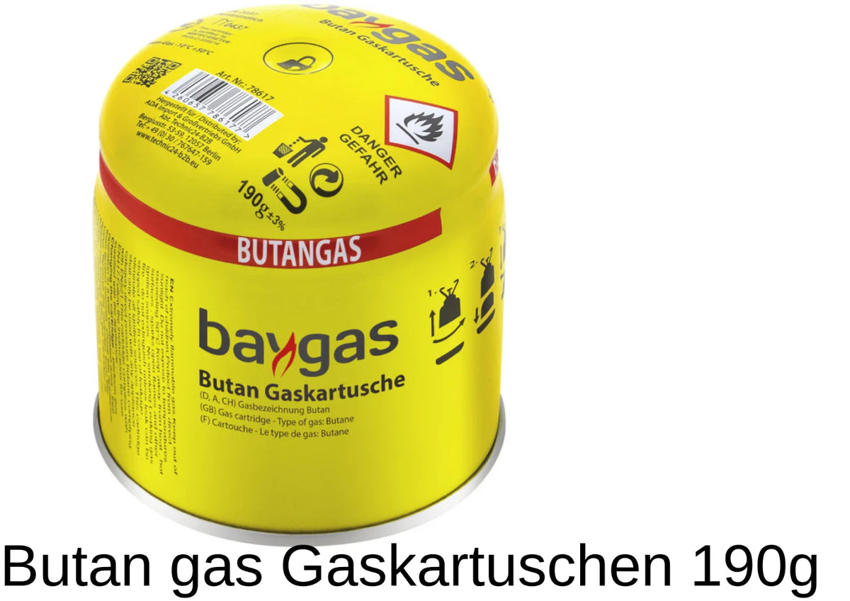 Campingkocher Gaskocher Set mit 190 g Butan Stechkartuschen – kompakter Outdoor Kocher, verschiedene Varianten wählbar
