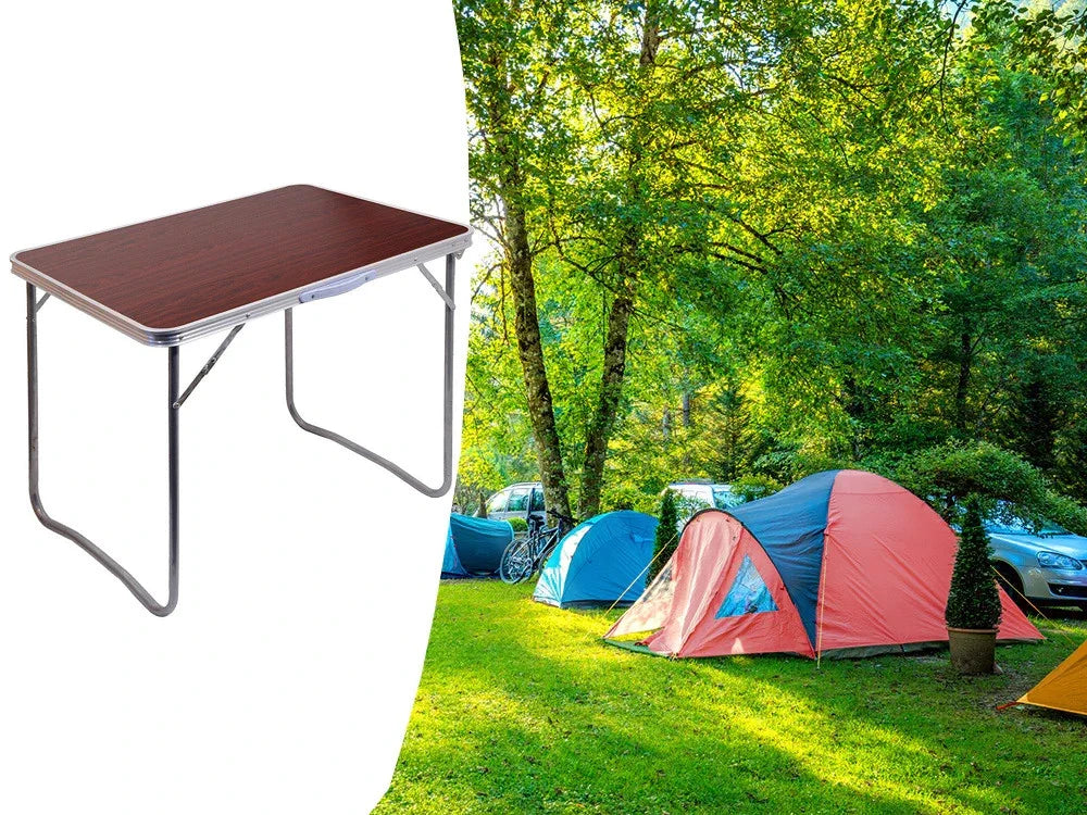 Campingtisch Klappbar 70x50 cm in Holzoptik – Faltbarer Gartentisch für Camping, Balkon, Garten, Picknick und Outdoor