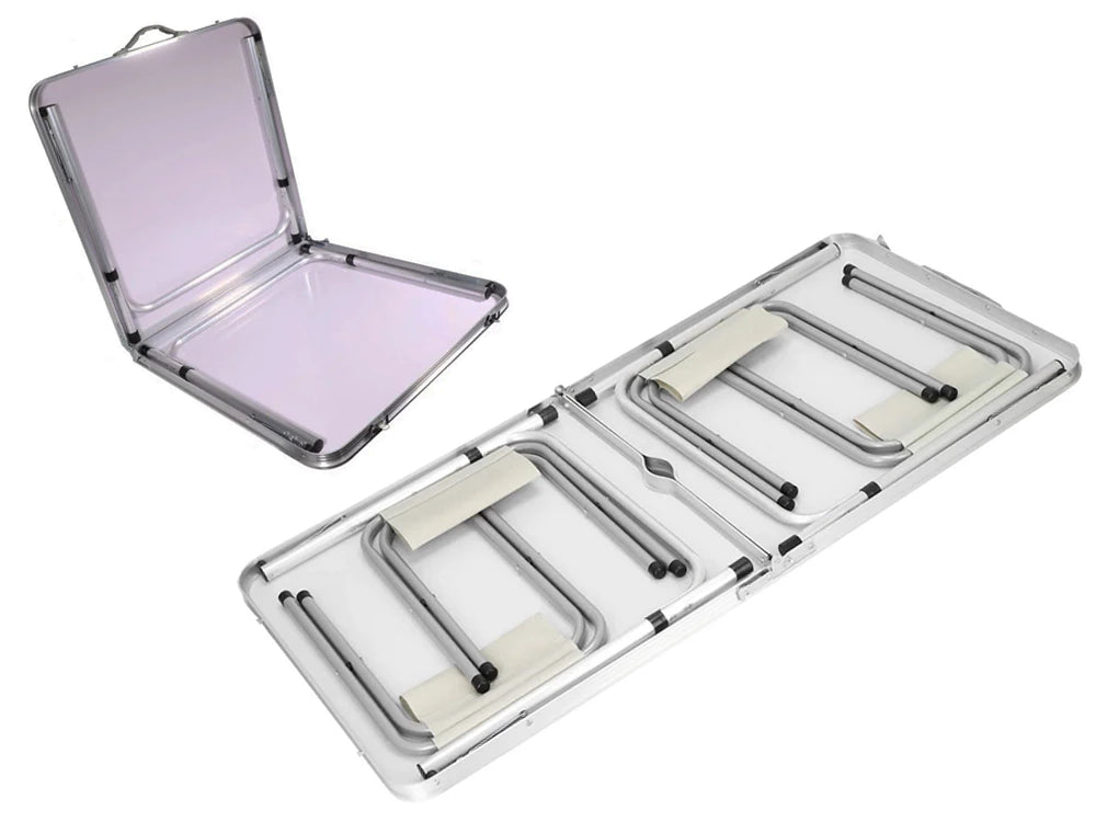 Faltbarer Campingtisch mit 4 Hockern – Leichtes Outdoor-Tischset 120x60 cm höhenverstellbar