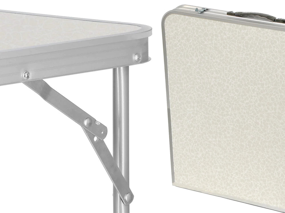 Faltbarer Campingtisch mit 4 Hockern – Leichtes Outdoor-Tischset 120x60 cm höhenverstellbar