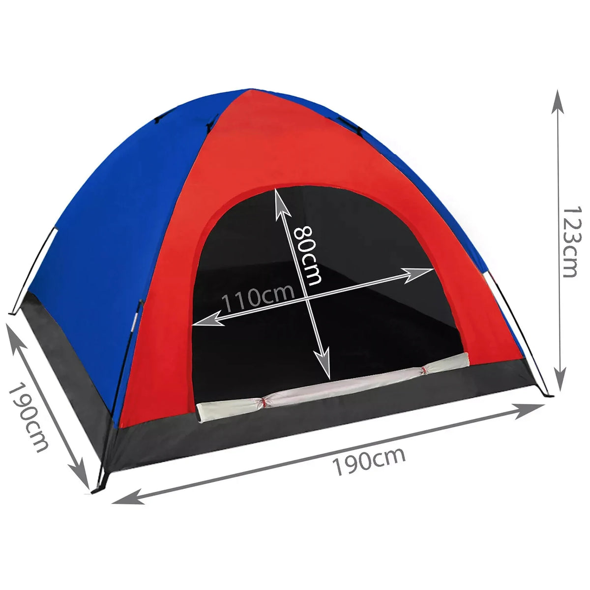 TRIZAND Campingzelt für bis zu 4 Personen – 190 × 190 × 123 cm mit Moskitonetz, Tragetasche und Regenschutz